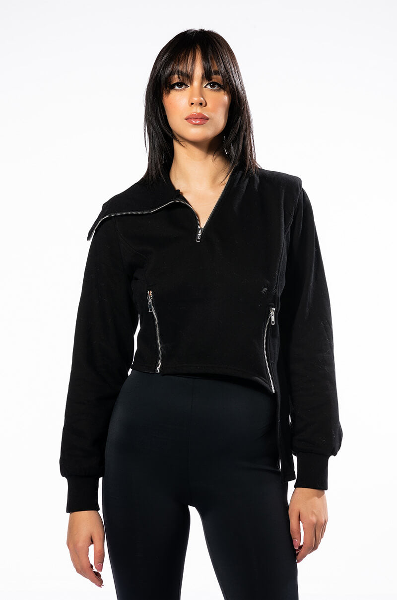 STARLIGHT ASYMMETRICAL HALF ZIP SWEATSHIRT