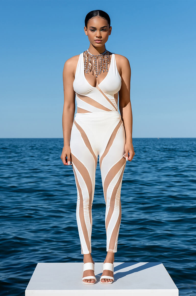 STARS ALIGN SLEEVELESS VNECK CUTOUT BODYSUIT