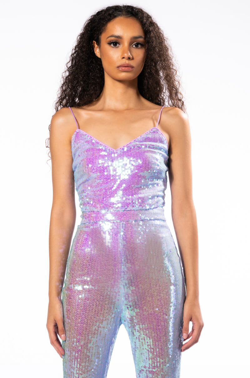 STARSTRUCK SEQUIN V-NECK TANK TOP