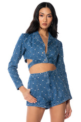 STELLA RHINESTONE DENIM SHORTS