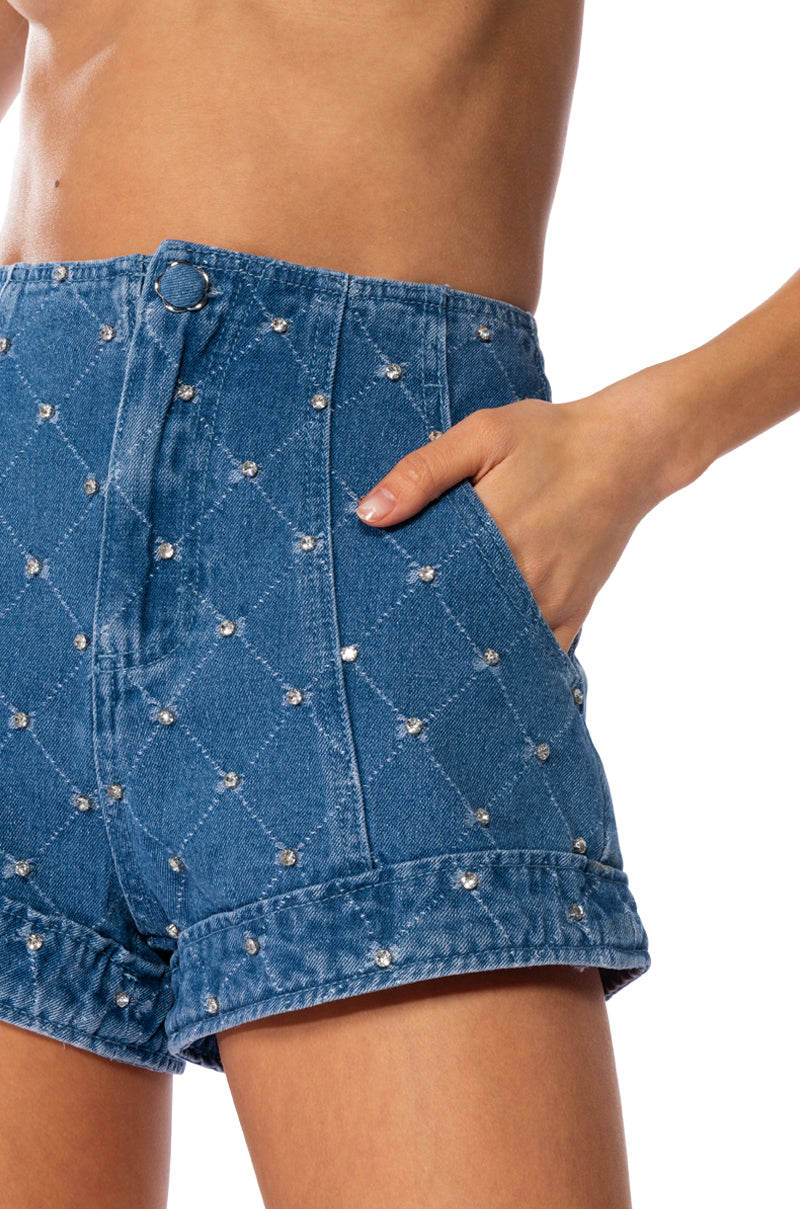 STELLA RHINESTONE DENIM SHORTS