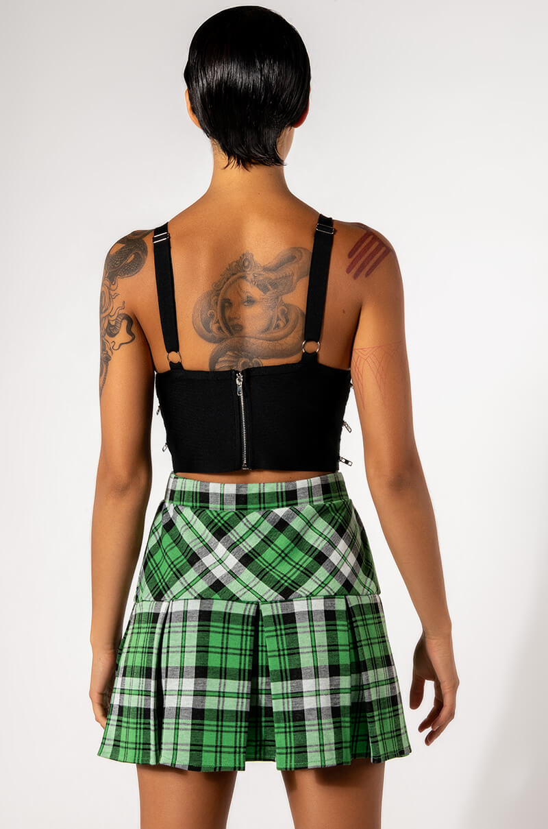 STOLE THE SHOW ZIPPER DETAIL CROPPED BANDAGE TANK