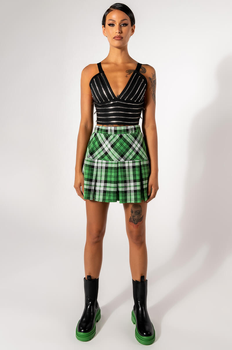 STOLE THE SHOW ZIPPER DETAIL CROPPED BANDAGE TANK