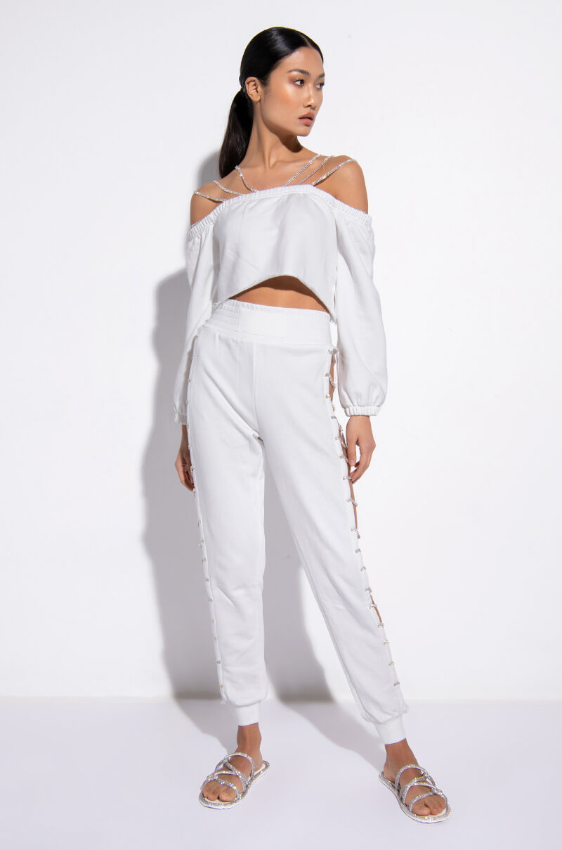 STOP CALLIN ME RHINESTONE JOGGER
