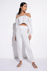 STOP CALLIN ME RHINESTONE JOGGER