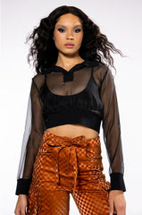 STRIKE OUT SHEER MESH POLO TOP