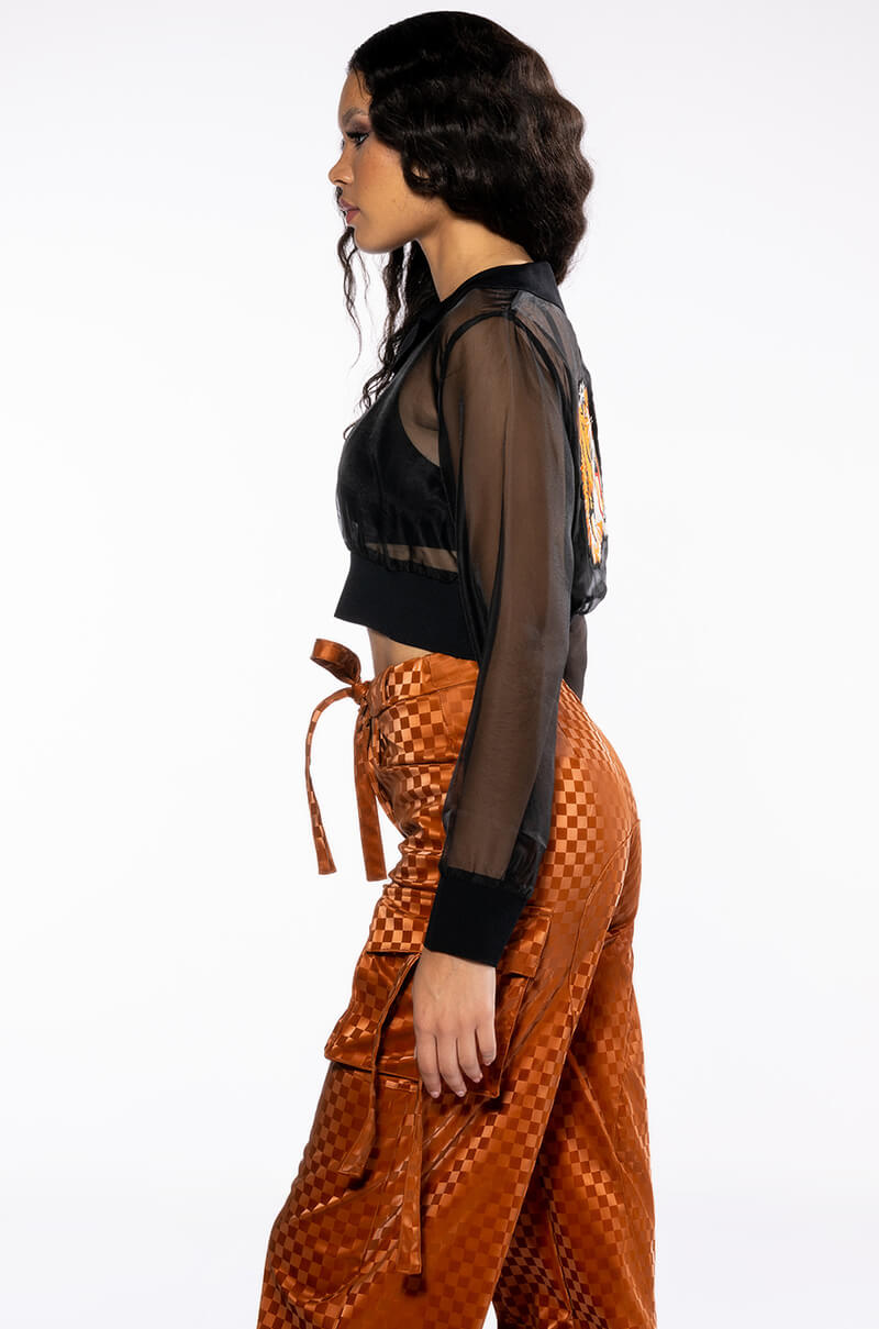 STRIKE OUT SHEER MESH POLO TOP