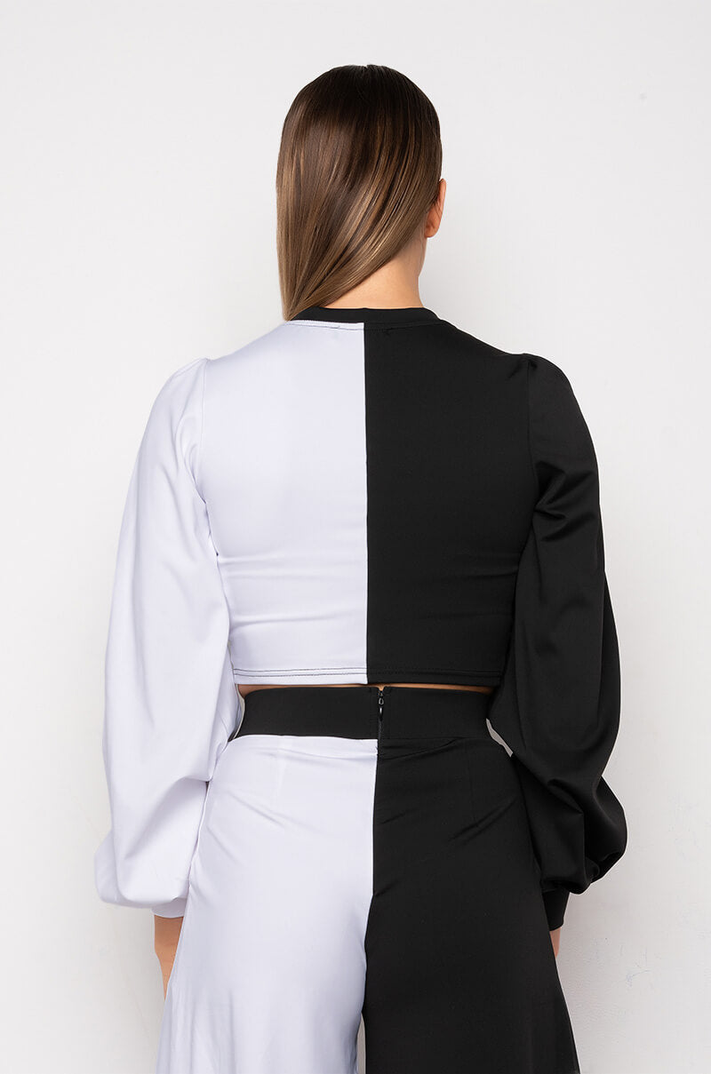 NALA COLORBLOCK CROPPED BLOUSE