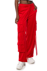 STYLIST WIDE LEG VELVET CARGO PANTS
