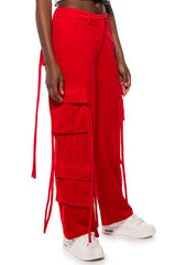 STYLIST WIDE LEG VELVET CARGO PANTS