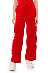STYLIST WIDE LEG VELVET CARGO PANTS