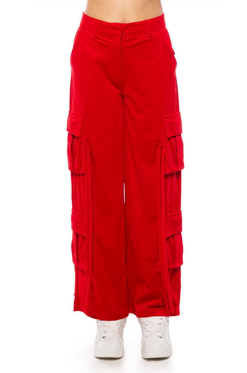 STYLIST WIDE LEG VELVET CARGO PANTS