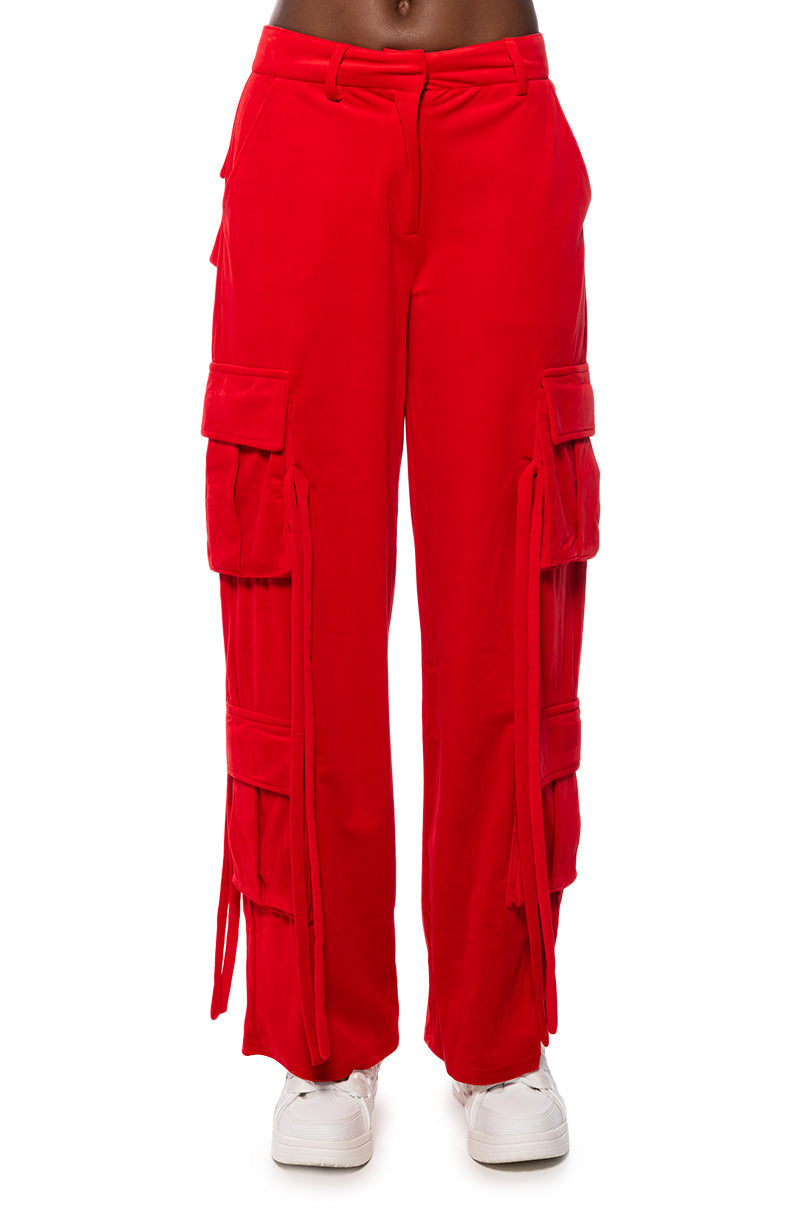 STYLIST WIDE LEG VELVET CARGO PANTS
