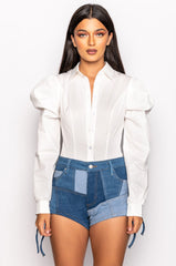MARIE POPLIN BUTTON DOWN BODYSUIT