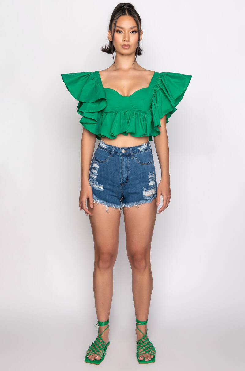 PEARL DISTRESSED DENIM SHORT