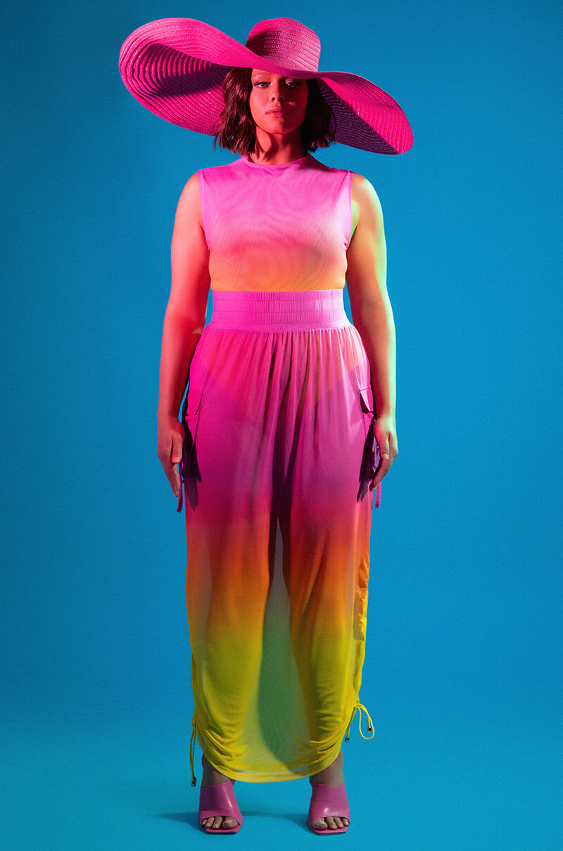 SUNRISE OMBRE MESH ADJUSTABLE MIDI SKIRT