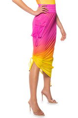 SUNRISE OMBRE MESH ADJUSTABLE MIDI SKIRT