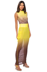 SUNSET OMBRE MESH ADJUSTABLE MIDI SKIRT