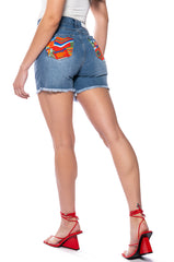 EMILY EMBROIDERED BERMUDA JEAN SHORTS