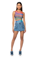 SUNSET VIEW SLEEVELESS MESH BODYSUIT