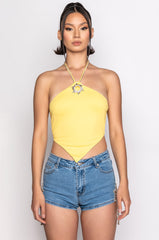 DIANA PENDANT DETAIL HALTERNECK TOP