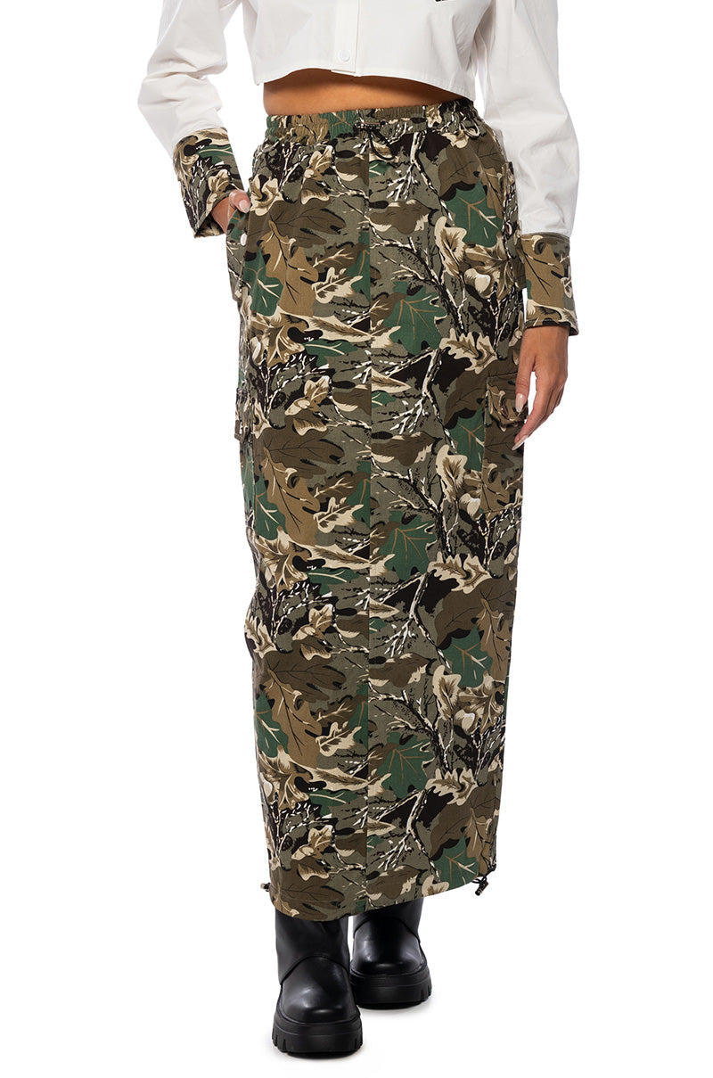 SURVIVAL MODE CAMO MAXI SKIRT