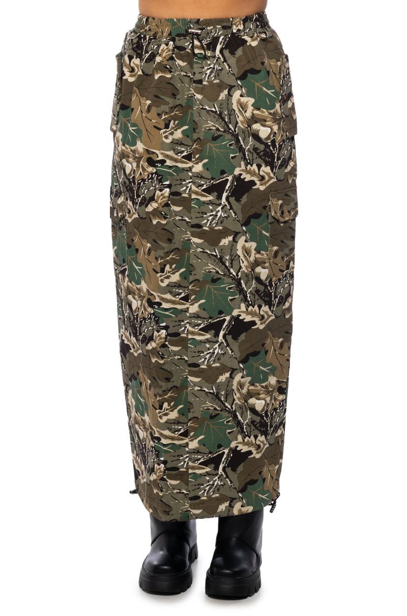 SURVIVAL MODE CAMO MAXI SKIRT