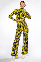 SWEET ESCAPE SEQUIN PLAID WIDE LEG PANT