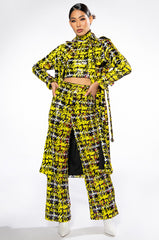 SWEET ESCAPE SEQUIN PLAID WIDE LEG PANT