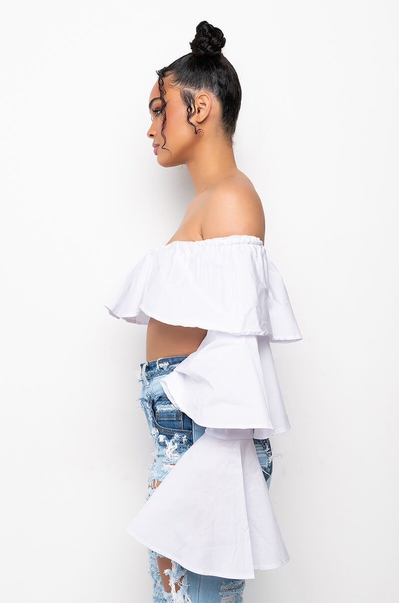 SWEET LIKE SUGAR OFF THE SHOULDER RUFFLE BLOUSE