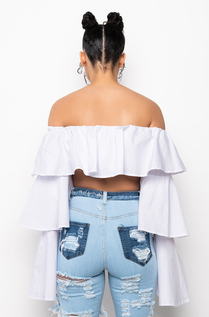 SWEET LIKE SUGAR OFF THE SHOULDER RUFFLE BLOUSE