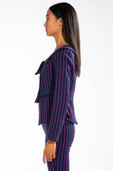 SWEET LIKE SUGAR PINSTRIPE OFF SHOULDER BLAZER
