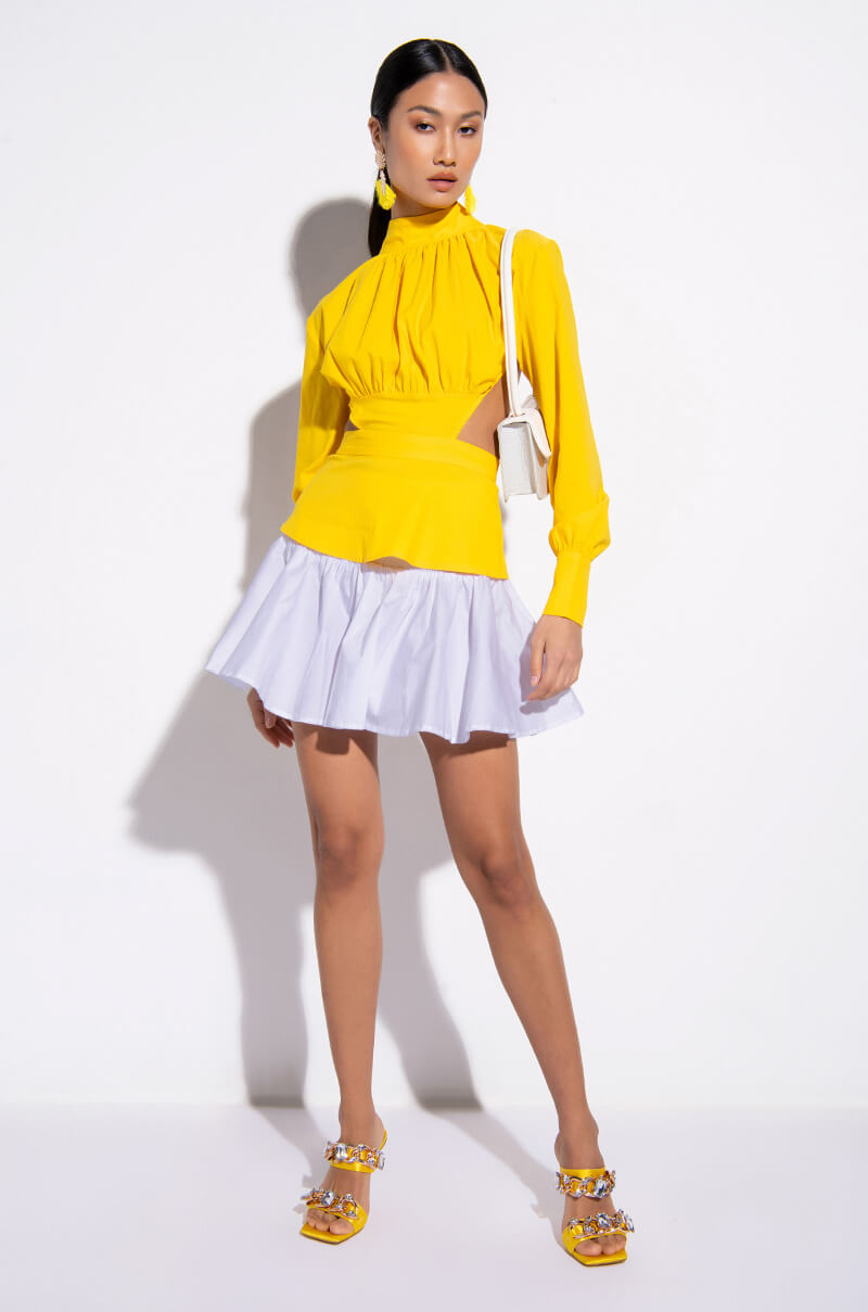 SWEET LIKE SUGAR SMOCKED FLARE MINI SKIRT