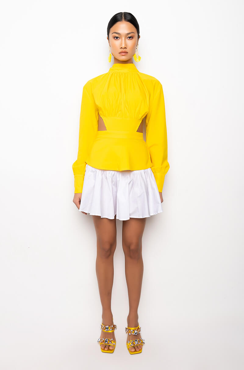 SWEET LIKE SUGAR SMOCKED FLARE MINI SKIRT