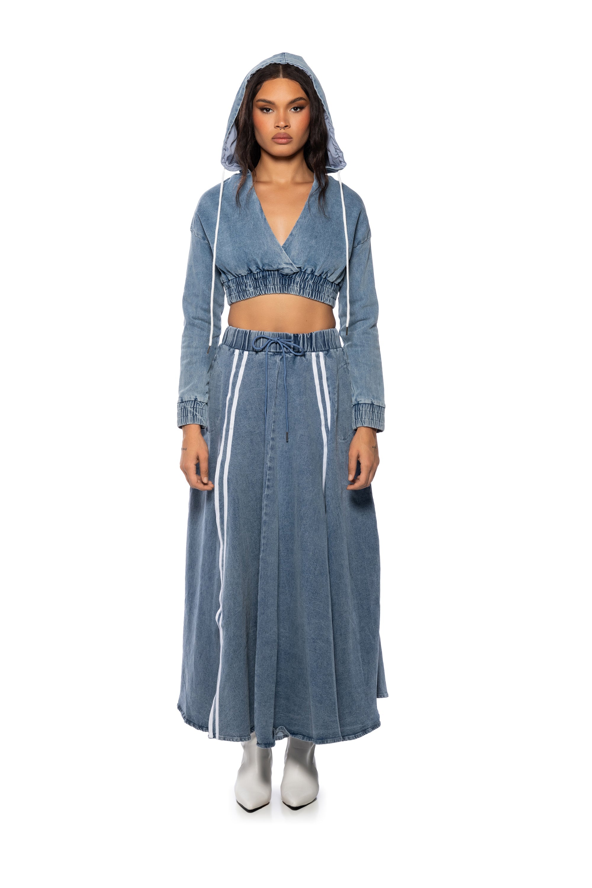 SWEET NOTHINGS STRIPED DENIM MAXI SKIRT
