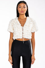 SWEET PARADISE SHORT SLEEVE TIE FRONT TOP