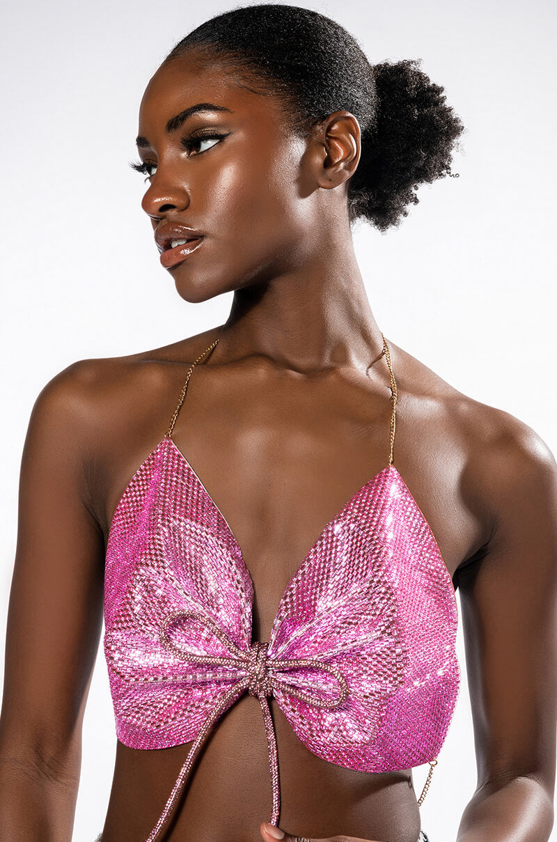 SWEET THANG SLEEVELESS EMBELLISHED CROP TOP IN PINK