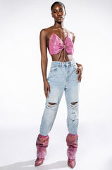SWEET THANG SLEEVELESS EMBELLISHED CROP TOP IN PINK