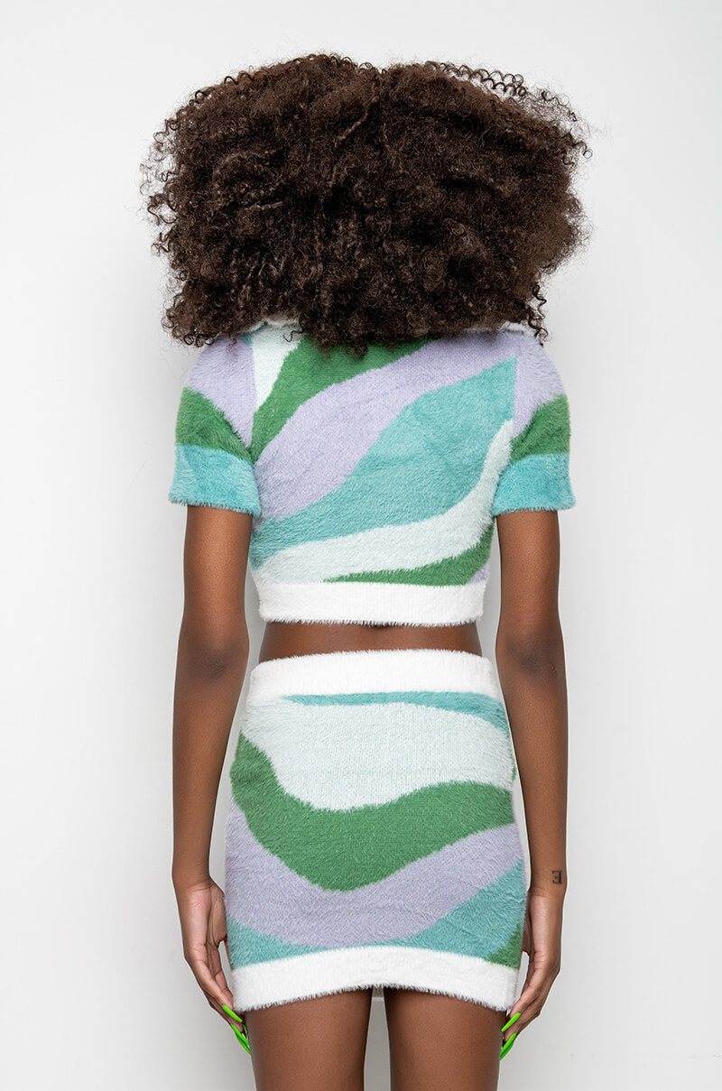 SWIRLY FUZZY SWEATER TOP