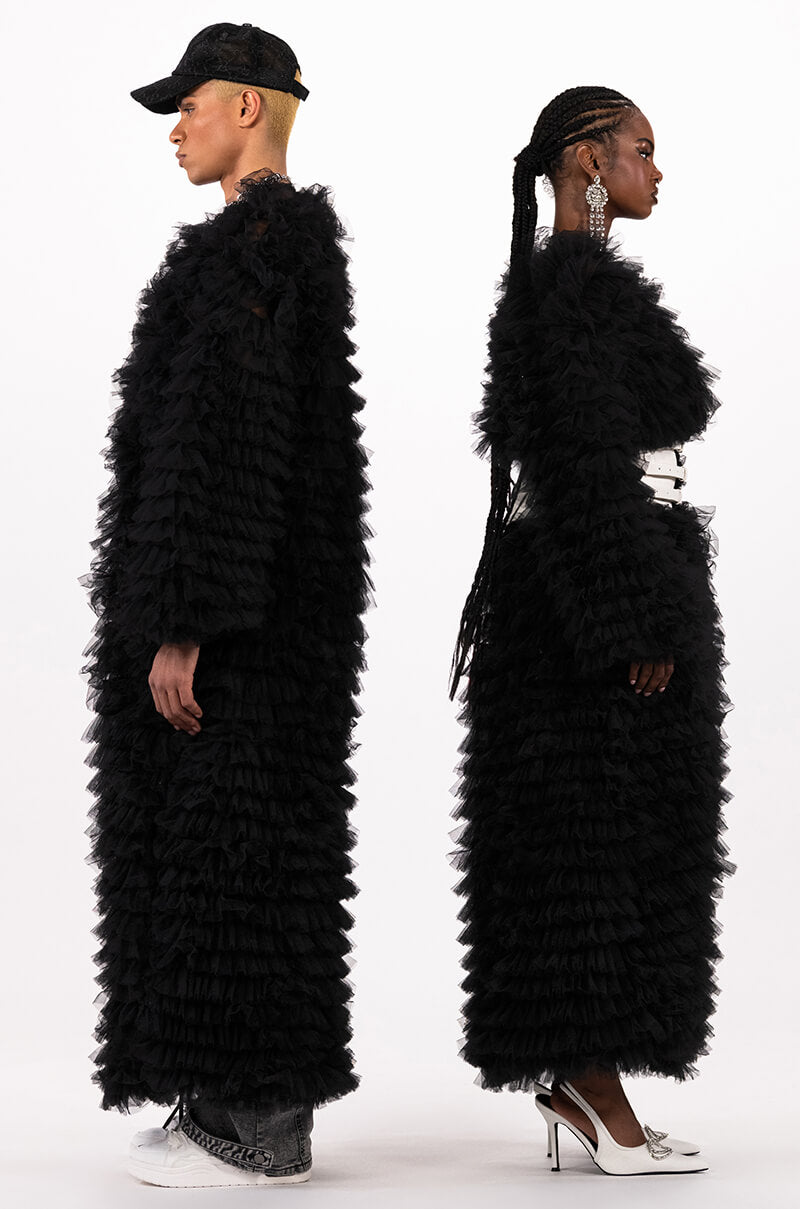 TAKE A BOW AVANT GARDE RUFFLE TRENCH