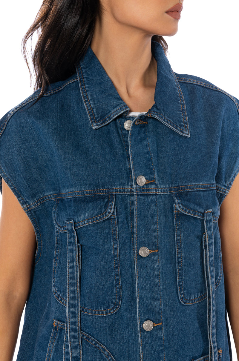 TAKE A WALK OVERSIZED DENIM VEST