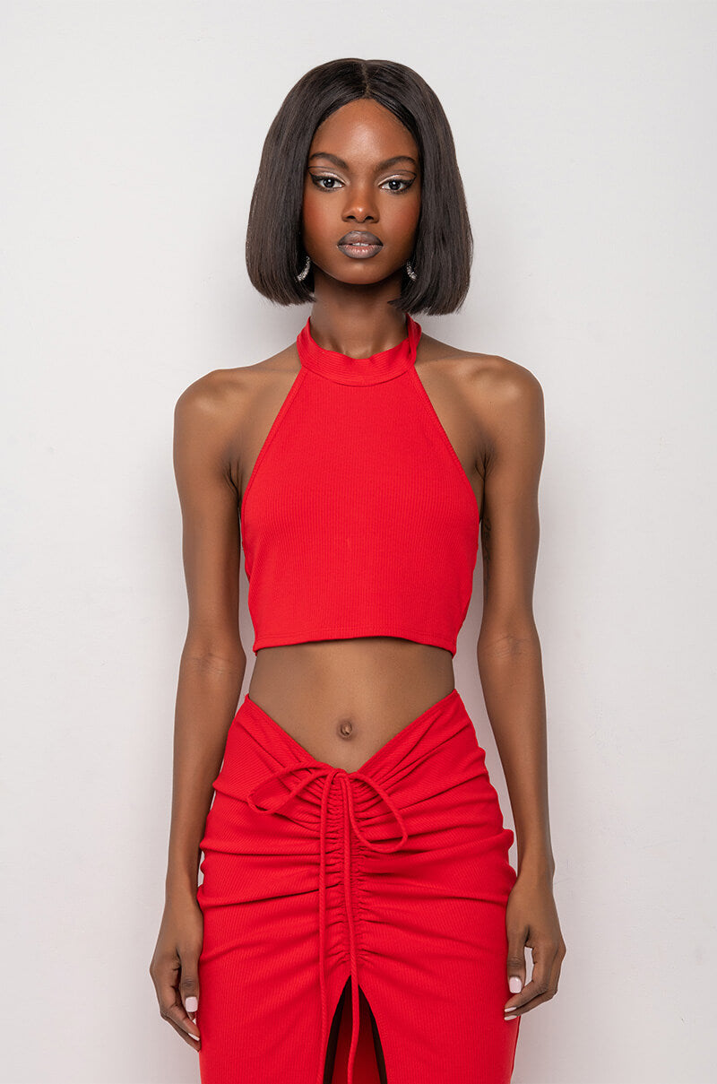 TAKE IT TO THE LIMIT RIBBED TIE TOP