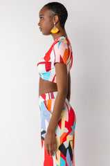 TAKIN IT EASY KNOT FRONT CROPPED TSHIRT