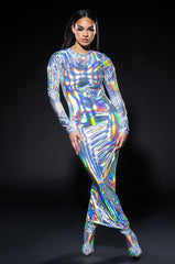 TALK ABOUT ME METALLIC MIDI DRESS