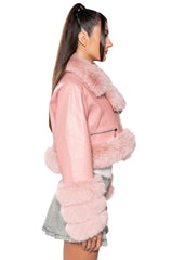 TALK THE TALK FAUX FUR MOTO JACKET