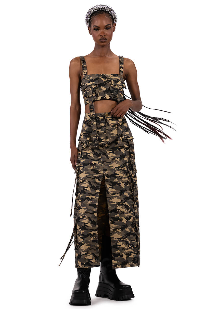 TAYLOR CAMO CARGO MAXI SKIRT