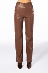 TE QUIERO HIGH RISE VEGAN LEATHER STRAIGHT LEG PANTS
