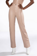 TE QUIERO HIGH RISE VEGAN LEATHER STRAIGHT LEG PANTS