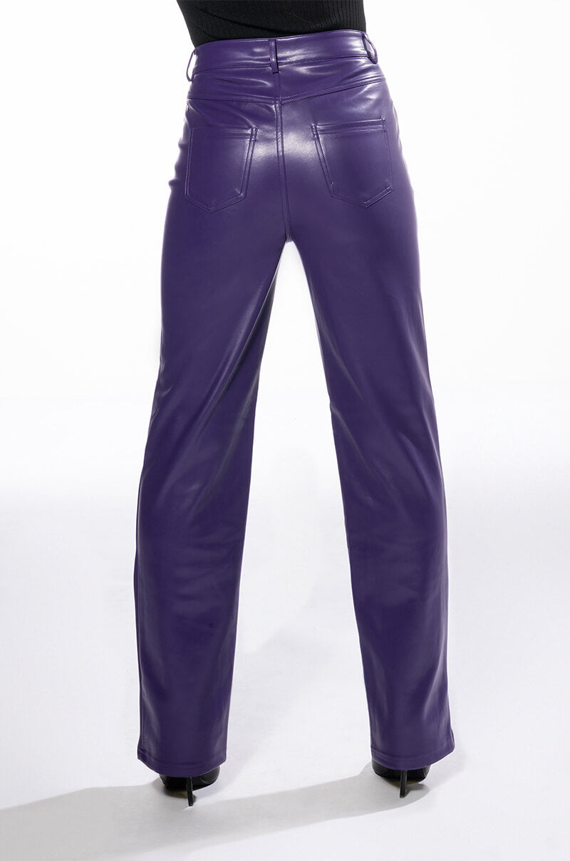 TE QUIERO HIGH RISE VEGAN LEATHER STRAIGHT LEG PANTS