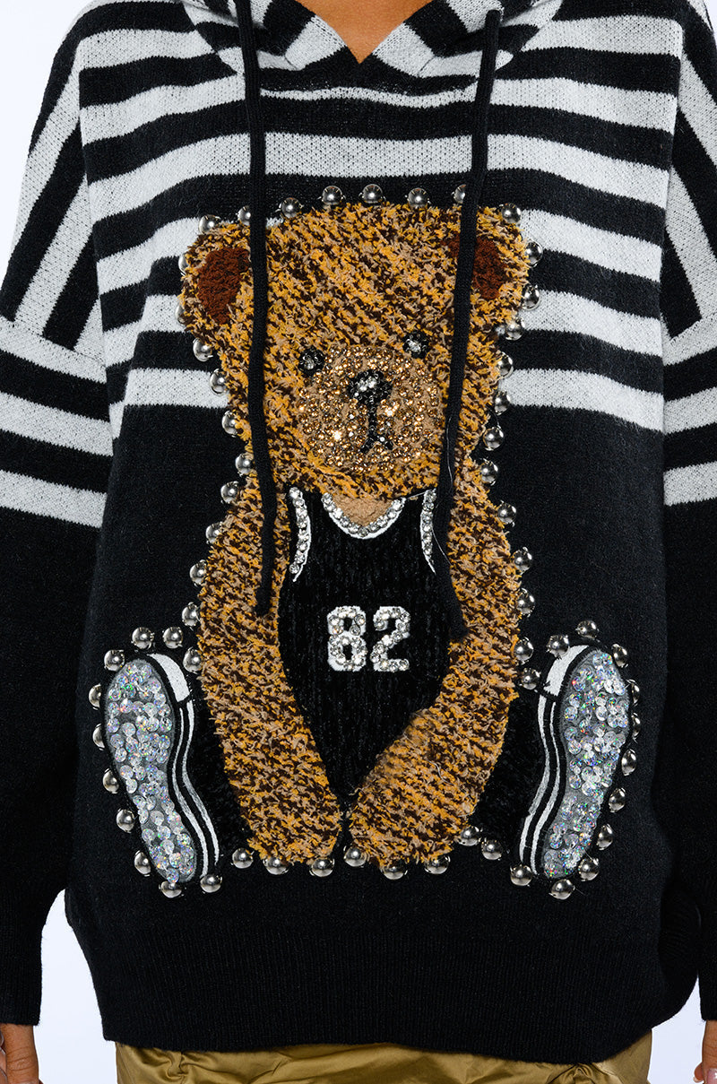 TEDDY HOODED STRIPED SWEATER